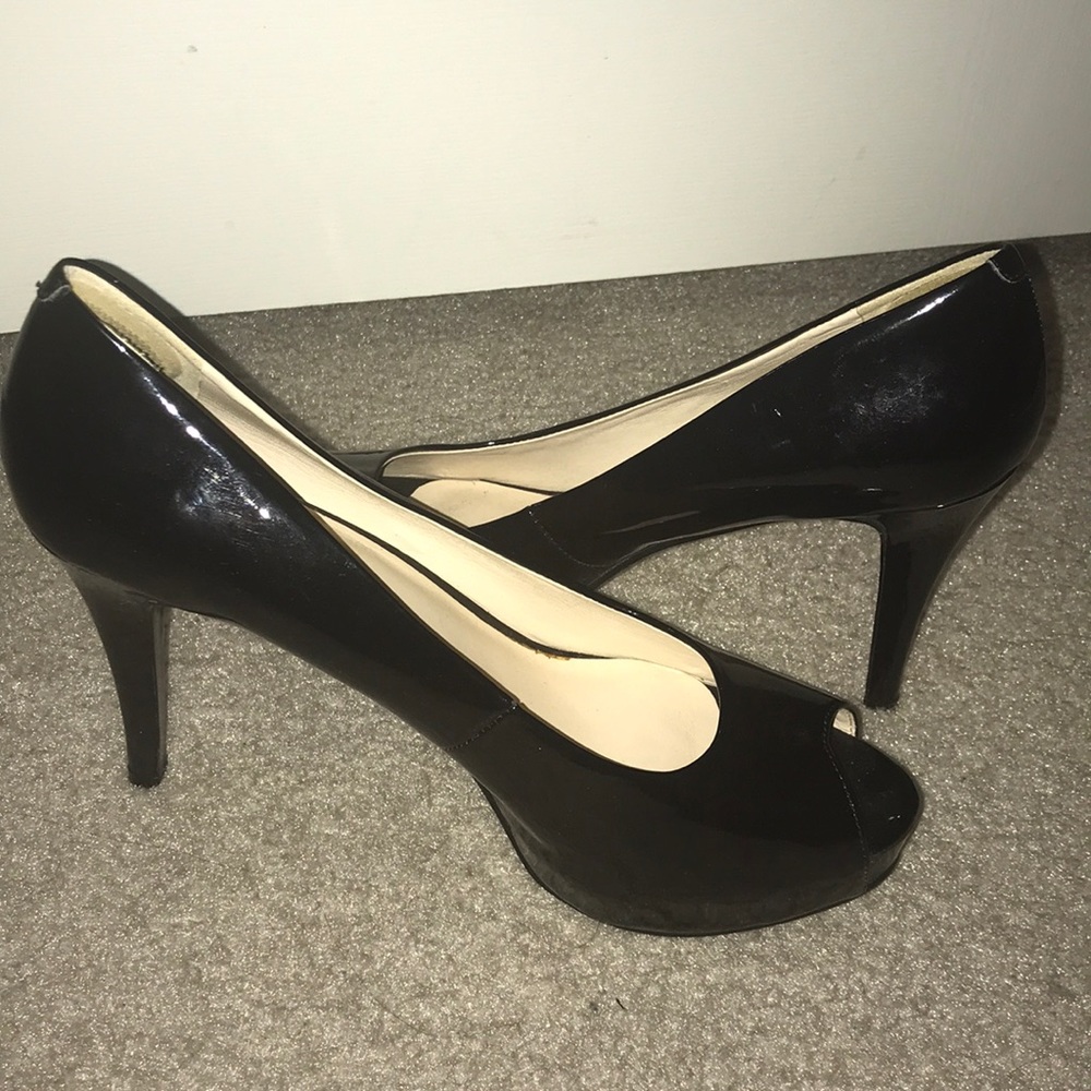 Black leather heels